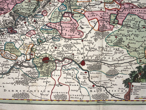 GERMANY WETTERAU HESSE MATTHAUS SEUTTER 1740 LARGE ANTIQUE ENGRAVED MAP - Picture 4 of 11