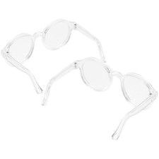 2 Pcs Doll Eyewear Mini Sunglasses for Dolls Plastic Fabric Dress up Eyeglass