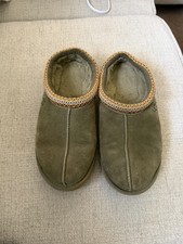 UGG Women's Green Suede Shearling Lined Slip-On Slippers Size 9
