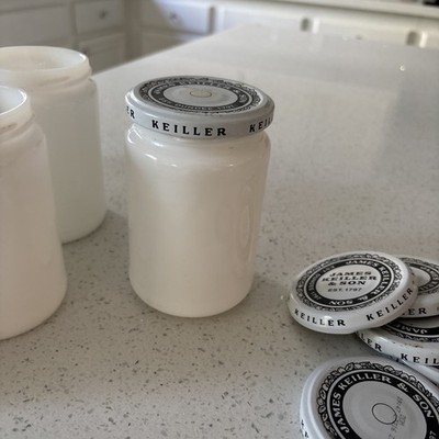 Vintage James Keiller & Son Dundee Orange Marmalade  Milk glass Jar England