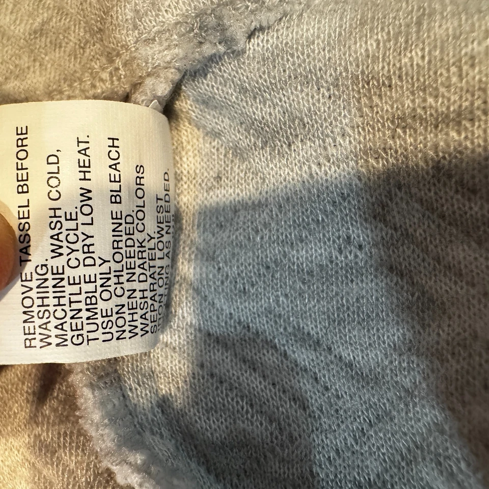 Miss Elaine Zip Up Robe Embroidered Gray Tassel Housecoat Quilted Cottage Cozy M - Image 4 of 4