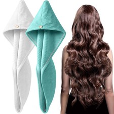 2 PCS Microfiber Hair Towel Wrap Super Absorbent Quick Dry Turban Anti Frizz