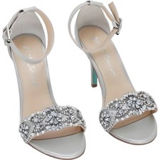 Betsey Johnson Sb-gina Dress Sandal Silver Jeweled Ankle Strap Women's US 6.5 M
