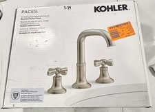 KOHLER Paces Widespread Bathroom Faucet Cross Handles Vibrant Brushed Nickel