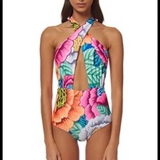 Mara Hoffman Reversible One Piece Cutout Swimsuit Multicolor Floral Size S