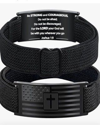 Graduation Gift For Him - Mens - Bracelet American Flag Christian Cross Bracelet