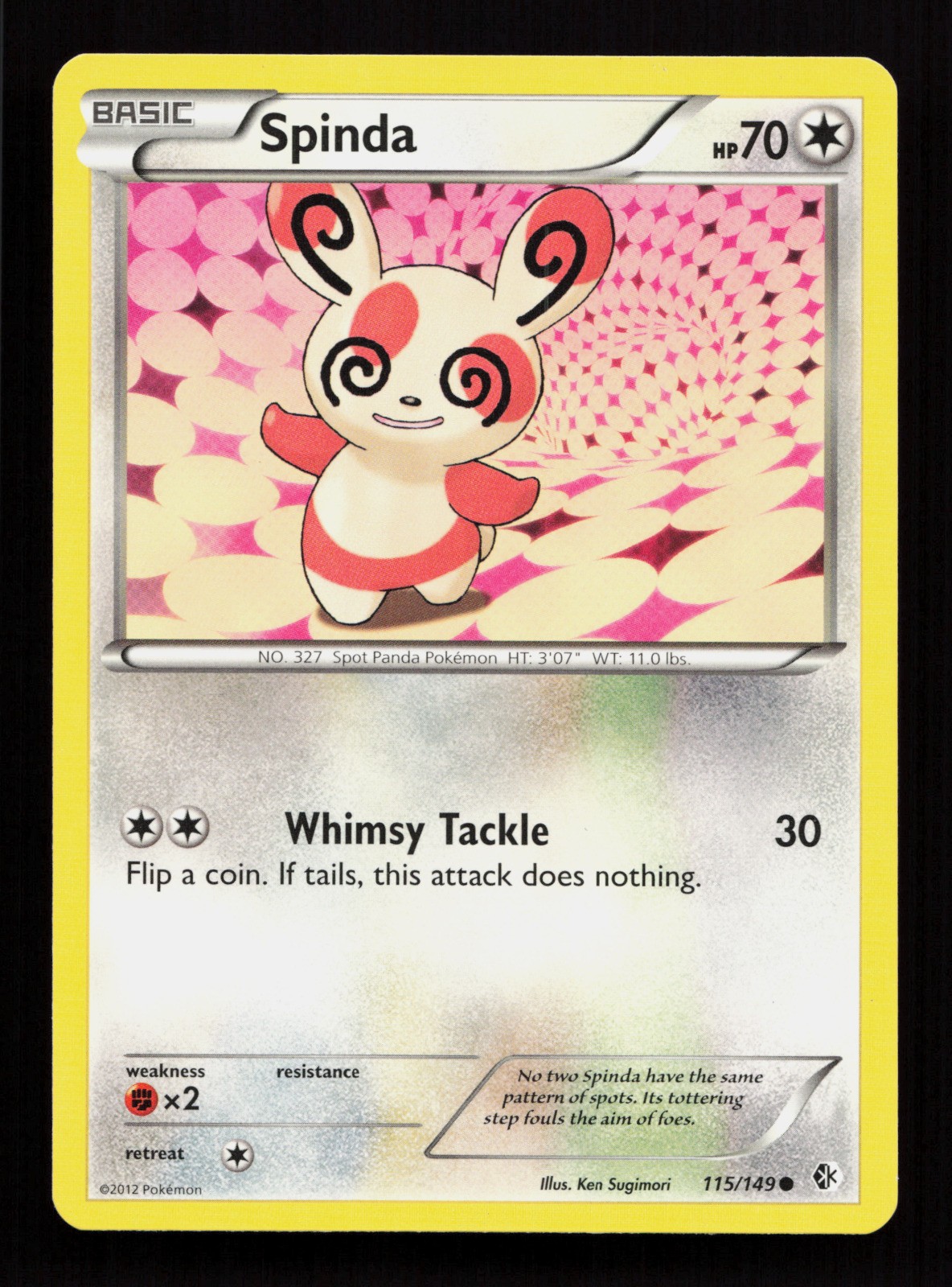 Spinda 115/149 Normal Pokemon TCG Boundaries Crossed MP