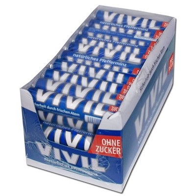 (19,44 /1kg) Vivil Rolle blau ohne Zucker Pfefferminz-Bonbons 30 Stk