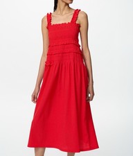 Genuine UNIQLO Shirred Dress (Sleeveless) RED WOMEN