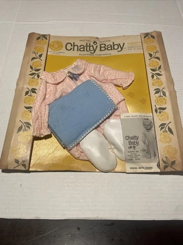 Vintage Chatty Baby Sleeper Set NRFB 1960’s #342 Mattel Pink Blue Outfit C