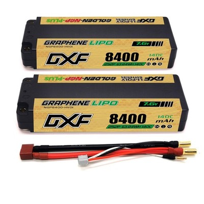 2xDXF 2S LiPo Battery 7.6V 140C 8400mAh DEANS/T 5MM GOLD NGP PLUS Racing EFRA