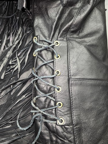 Outback Leather Jacket Mens 50 Fringe Western Biker Motorcycle Braided Trim - Picture 7 of 13