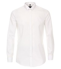 Venti Fest Hemd Weiss Uni Langarm Slim Fit Umschlagmanschette Kläppchenkragen