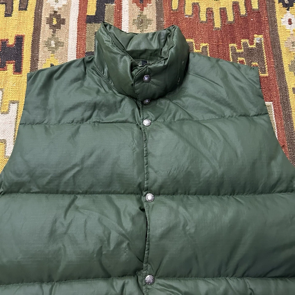 Vintage 1960s The North Face Down Puffer Vest Sz L - Distressed - Green - Image 2 of 4