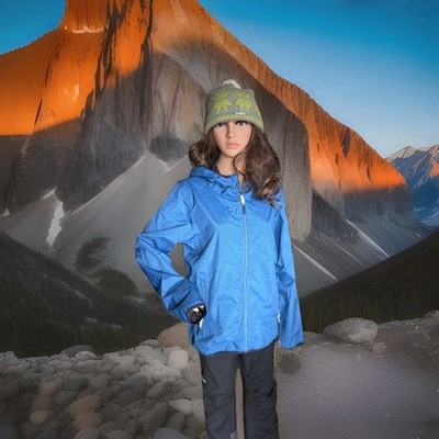 Killtec Jacket Womens 12 Blue Full Zip Windbreaker Hooded Long Sleeve NWT
