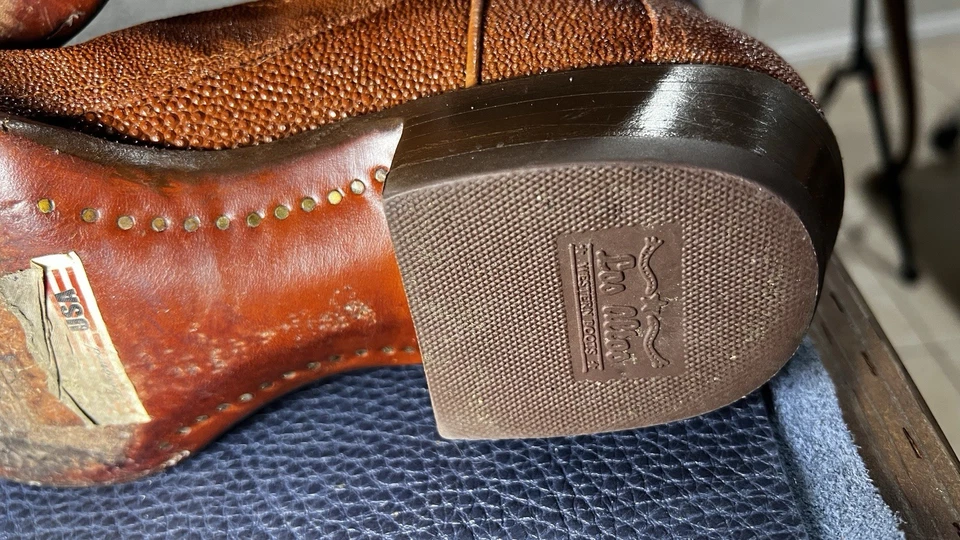 Botas para hombre Los Altos marrón raya con acabado completo de piedra de fila punta corta talla 10 Foto 4 de 4