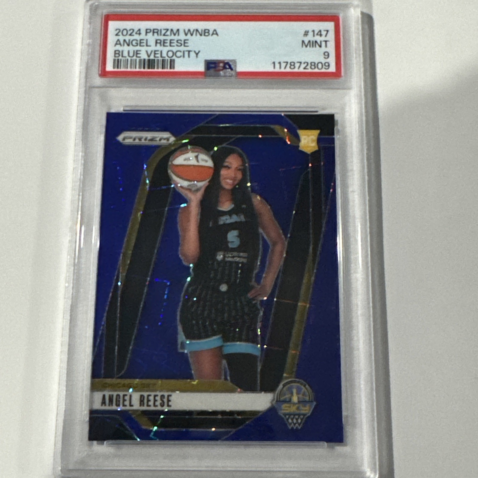 2024 Panini Prizm WNBA Angel Reese Blue Velocity Prizm Rookie RC #10 PSA 9 SB3