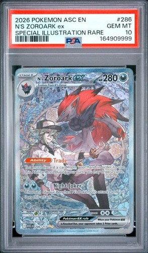 2026 POKEMON ASCENDED HEROES SPECIAL ILLUSTRATION RARE N'S ZOROARK #286 PSA 10