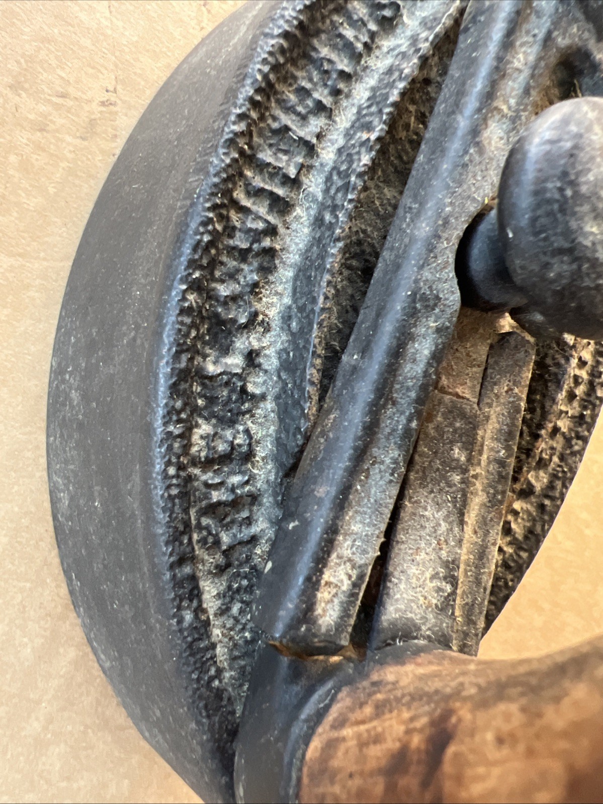 Vintage Sad Iron A.C. Williams with Wooden Handle Made in Ravenna, Ohio, USA