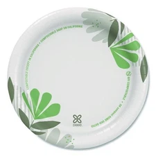 Dixie Pathways Paper Plates, WiseSize, 6.87" Dia, Green/Burgundy, 125/Pack