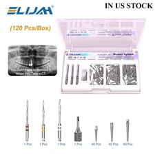 120pcs/kit Dental Screw Post Completed Kit Silver/Gold Plated Endo Conical Pins