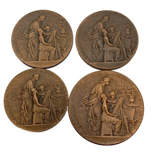 H11/1/26 (REF33735) Lot 4 médailles en bronze Enseignement primaire french medal