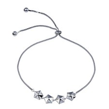 Pulsera Tipo Lariat De Plata Esterlina De Cadena De 4 Estrellas, Ajustable