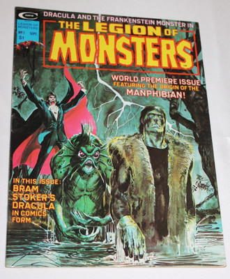 Legion of Monsters 1 Frankenstein Dracula 1975 1st APP Manphibian Neal Adams Art