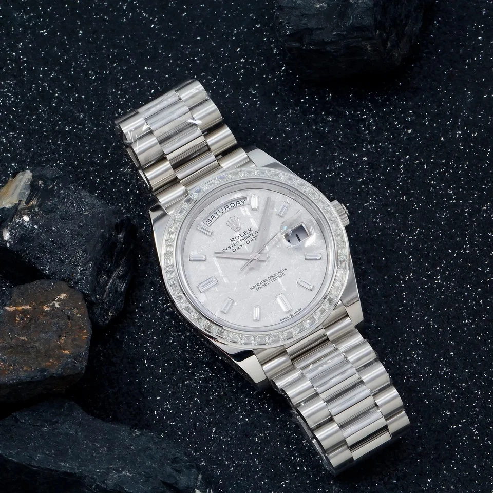 Rolex Day-Date President 40mm Platinum Meteorite Dial Baguette Bezel - 228396TBR - Bild 4 von 4