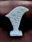 Vtg Mccoy Pottery Grapevine Fan Vase Rustic Line 1940s MCM Light Blue
