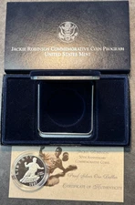 1997 S Proof Jackie Robinson Commemorative $1 Dollar Coin in OGP Box & COA
