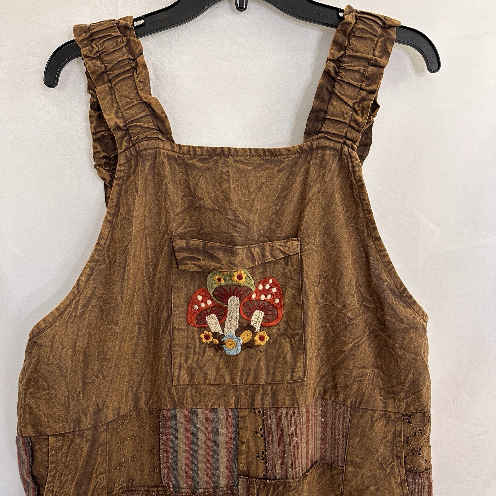 Earthbound Brown Mushroom Patchwork Overalls Jump… - image 3