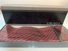 Lord West Cummerbund Bow Tie Set Red Black Striped Tux Prom Formal