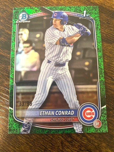 ETHAN CONRAD - 2025 BOWMAN CHROME DRAFT 1ST - GREEN GRASS /99 - RC - CUBS
