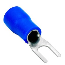 100 Spade Fork Terminal Connector Vinyl Blue 16-14 GA AWG Gauge 6 Stud Speaker
