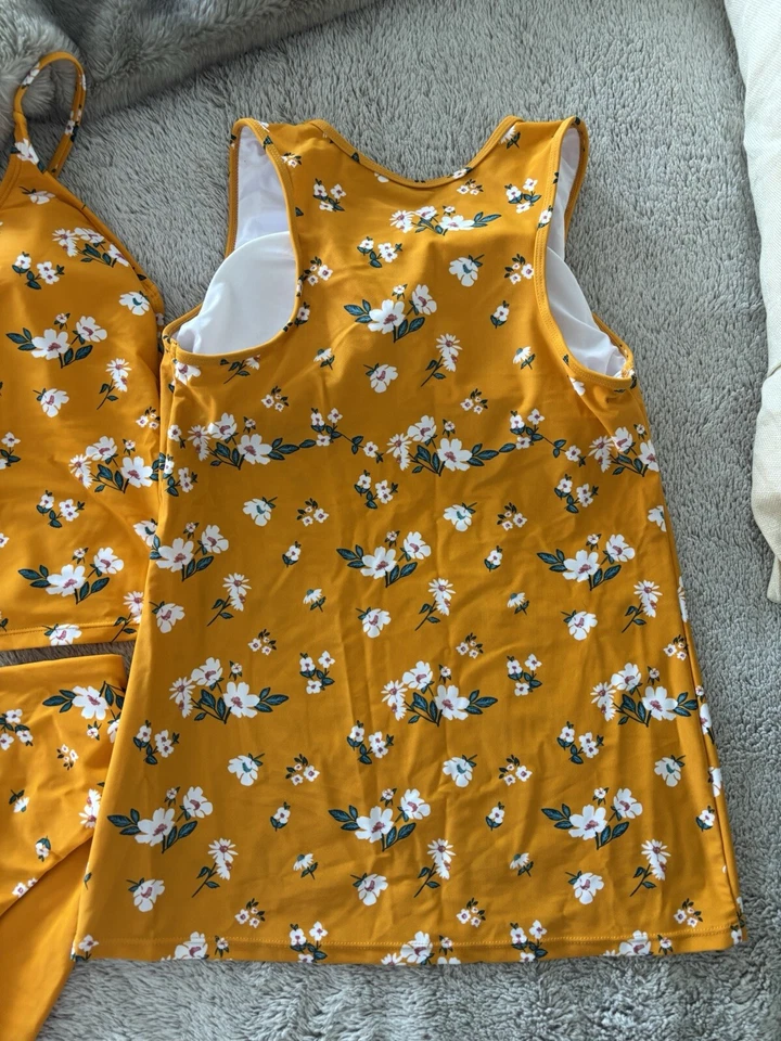 Conjunto de traje de baño CORAL REEF amarillo floral superior e inferior talla grande Foto 2 de 4