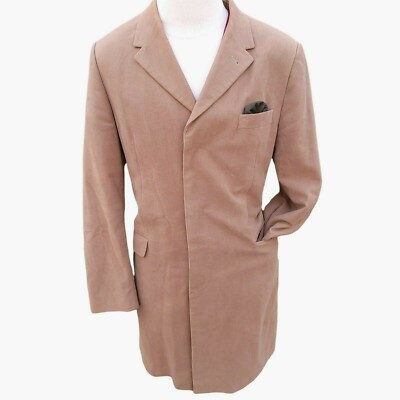 Mario Bellucci H&M Brown Top Over Coat Jacket Fleece Mens 44 Soft Hidden Buttons