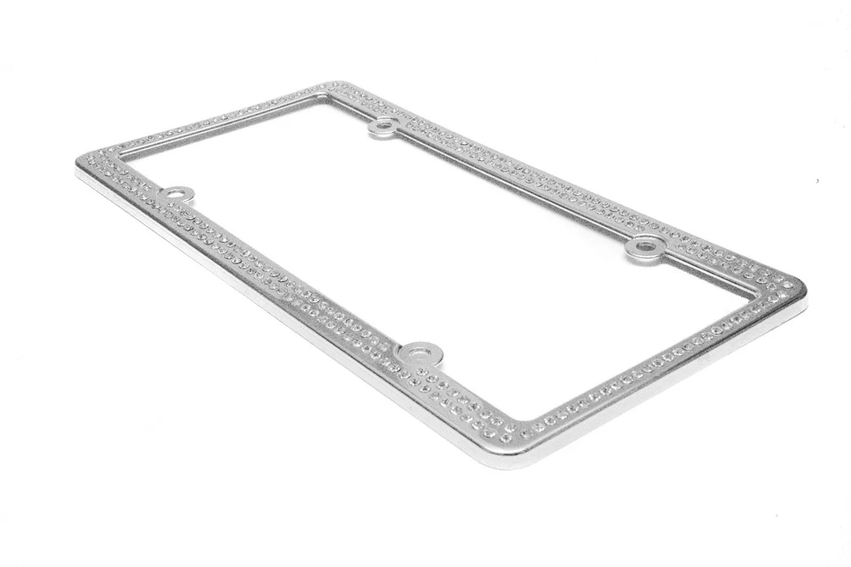 Marco de matrícula Swarovski Clear Crystal Bling incrustado con tapones de rosca a juego Foto 4 de 4