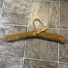 Chic Vintage Ocher Golden Yellow Velvet Fabric Ribbon Clothes HANGER Long Hook