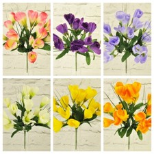 ARTIFICIAL SILK FLOWERS CROCUS BUNCH 6 COLOURS Home Outdoor