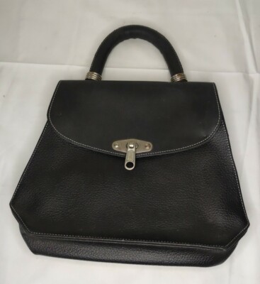 Ancien sac à main Paquetage Paris vintage en cuir noir collection  décoration