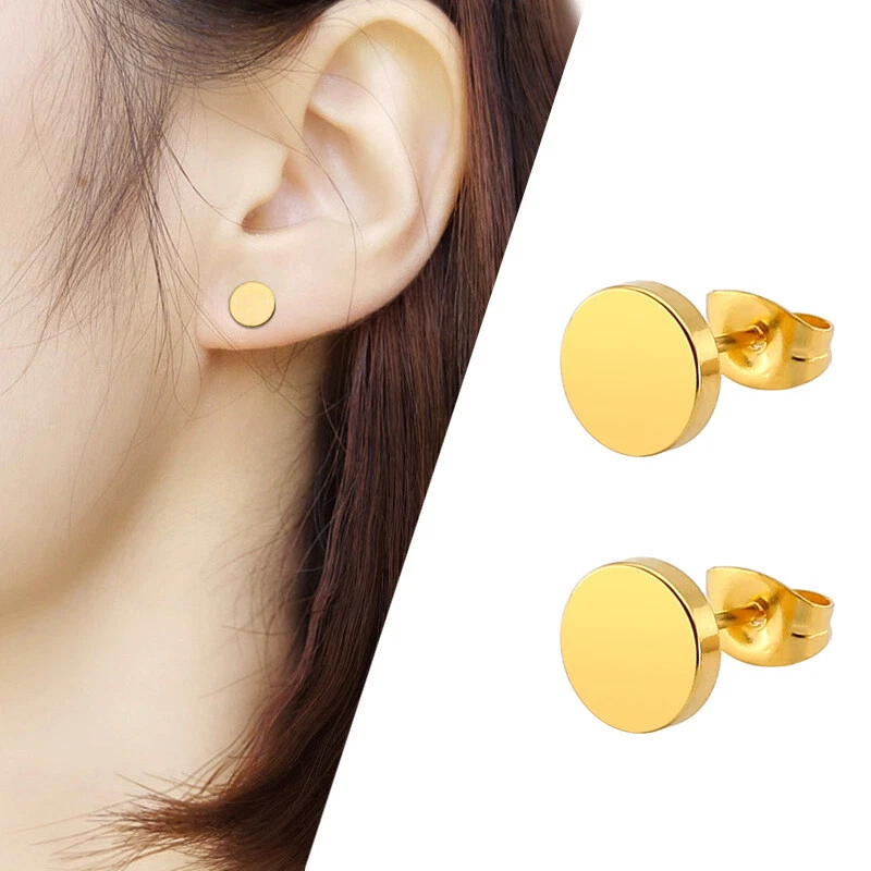 Flat circle gold stud earrings clearance