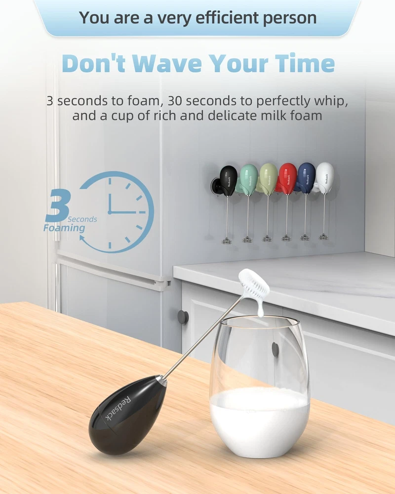 Milk Frother Handheld with Case,USB C Rechargeable Frother Wand for Coffee, P...