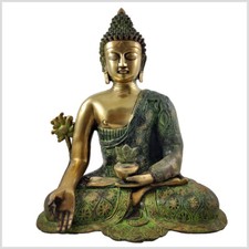 Sch&ouml;ner Medizinbuddha - 44cm 9,6kg Messing gr&uuml;nantik Medizin Buddha Handarbeit