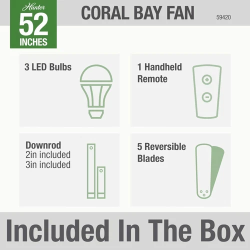 Hunter 52" Coral Bay Outdoor Ceiling Fan w/ LED Light & Remote Rustic Farmhouse - Picture 7 of 12