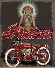American Indian motorcycle vintage reproduction on 8x10 in aluminum