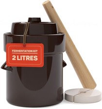 2L Kenley Fermentation Crock Jar Fermenting Pickling Sauerkraut Pot & Pounder