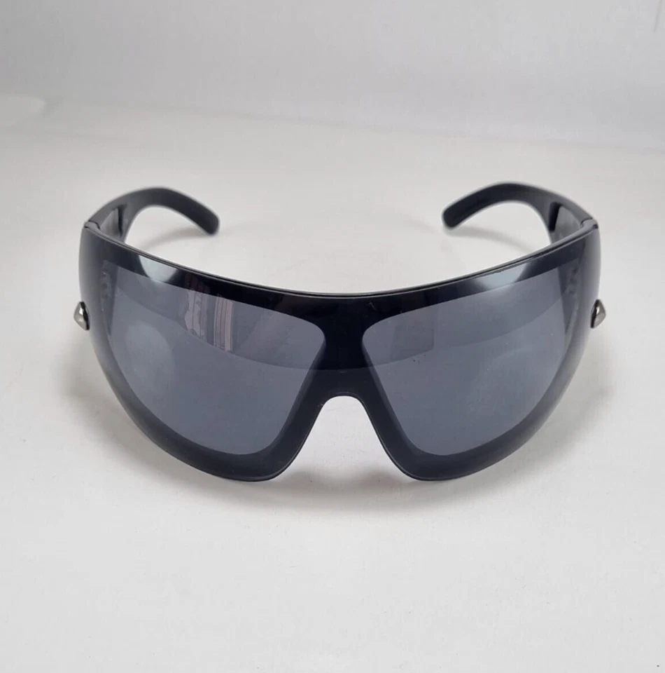 NOS Nouvelle Vague Sunglasses Black Mask Authentic Wrap Rhinestone Pearl VTG 90s - Image 2 of 4