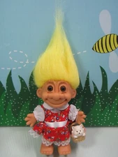GIRL WITH KITTEN / CAT IN BASKET- 5" Russ Troll Doll - NEW IN  BAG - RARE