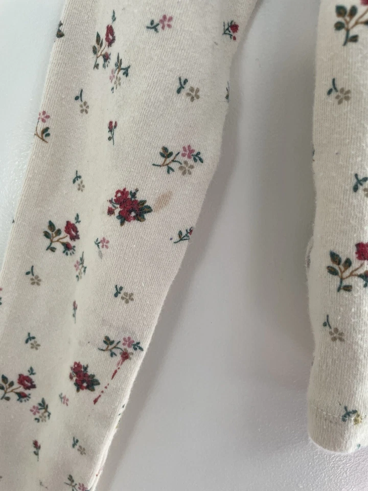 Gap Kids Girls Allover Floral Cotton Blend Mock Neck Long Sleeve Shirt Cream 6-7 - Image 4 of 4